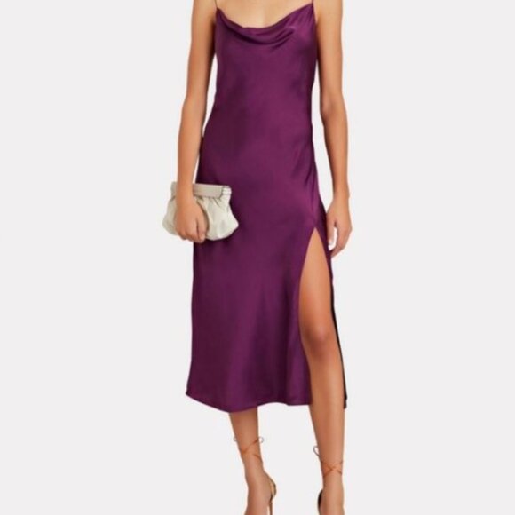 NWT Intermix Rachael Cowl Neck Silk Midi Slip Dress - Picture 1 of 11
